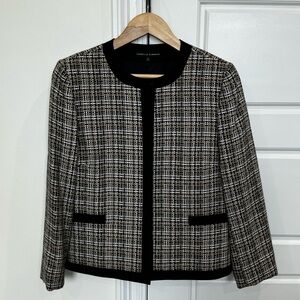 Isabella & Mario Black and White Tweed Collarless Jacket